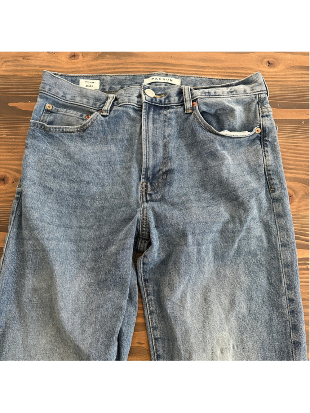 PacSun Women's Dad Jeans 31x32 Blue Straight Leg High Rise Cotton Denim